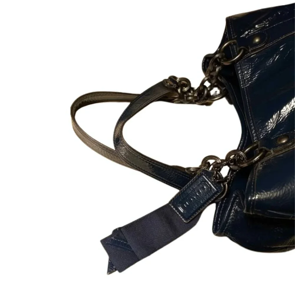 Authentic Coach Poppy Blue Teal Patent Leather Hobo Tote Bag H1169-18717 - Picture 7 of 7